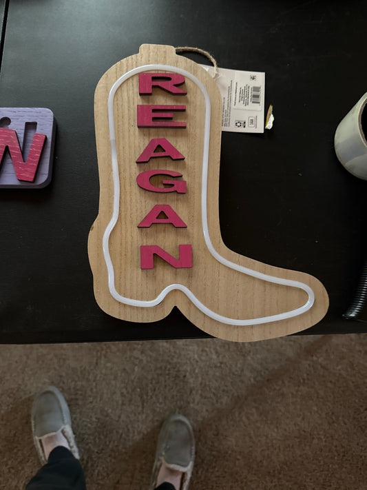 Personalized Cowboy boot light up sign