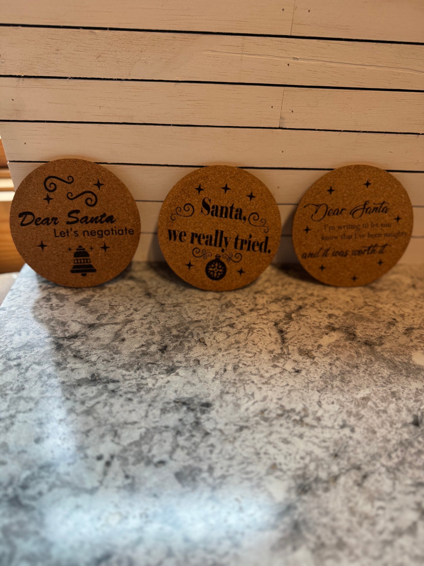 Funny sayings, Christmas, cork coasters